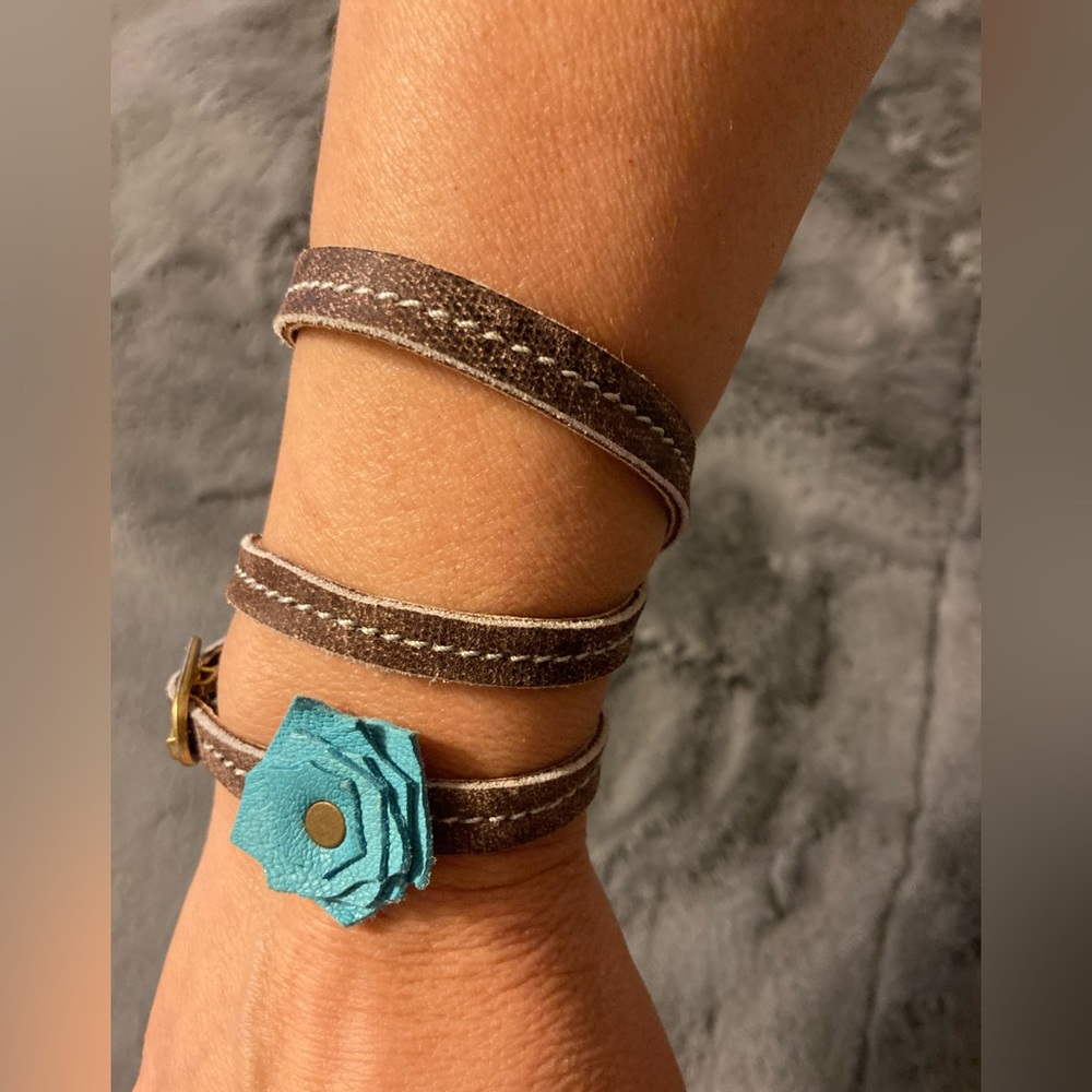 EUC leather Boho wrap bracelet